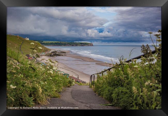 Storm clouds over Sandsend Framed Print by Richard Perks