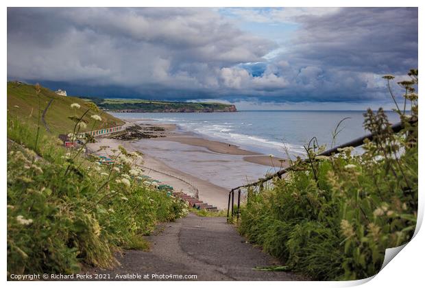 Storm clouds over Sandsend Print by Richard Perks