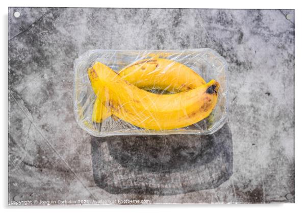 Plastic waste is unsustainable, polluting unnecessary fruit wrap Acrylic by Joaquin Corbalan