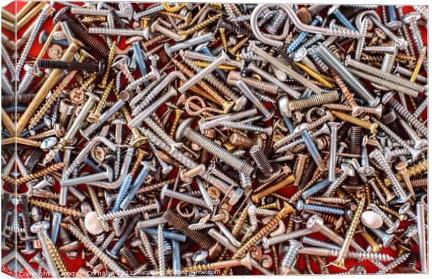 Detail of a pile of screws viewed from above for repairs. Canvas Print by Joaquin Corbalan