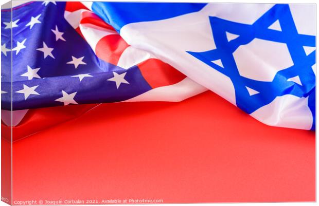A flag of the United States and Israel, allied countries, with c Canvas Print by Joaquin Corbalan