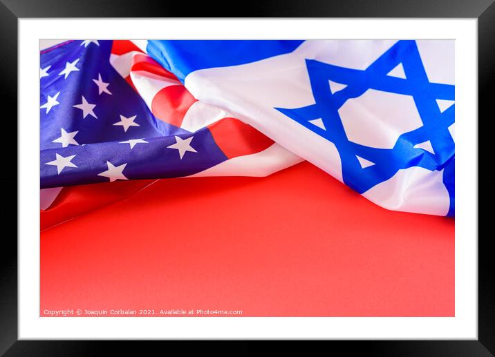 A flag of the United States and Israel, allied countries, with c Framed Mounted Print by Joaquin Corbalan