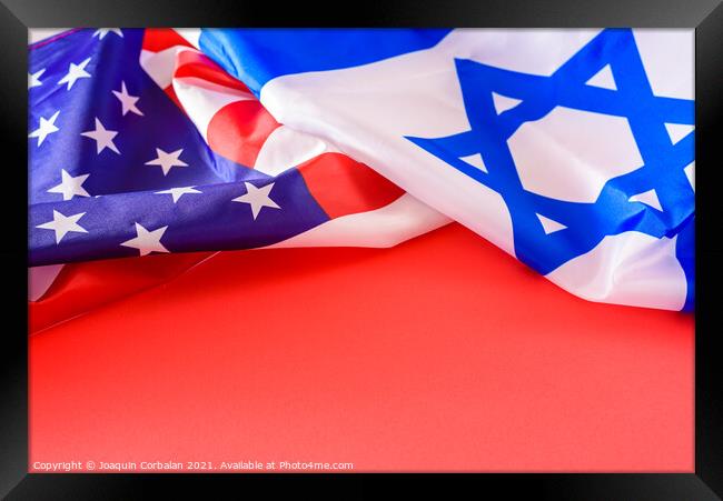 A flag of the United States and Israel, allied countries, with c Framed Print by Joaquin Corbalan