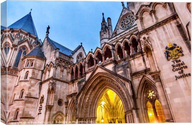 Royal Courts of Justice Old City London England Canvas Print by William Perry