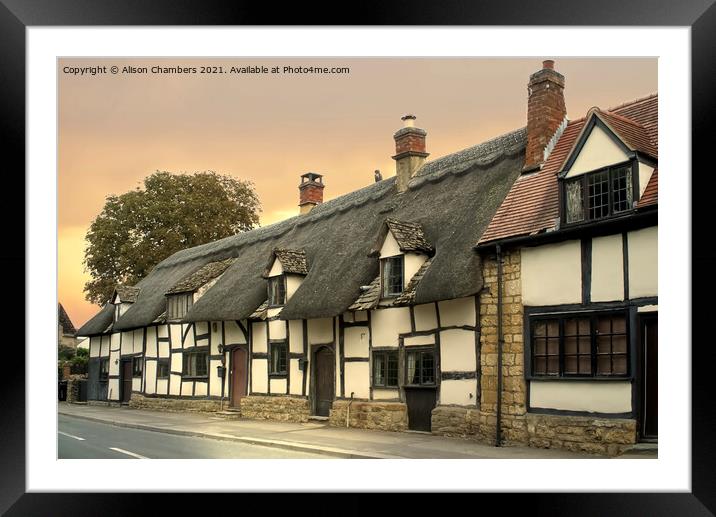 Mickleton Cottages Framed Mounted Print by Alison Chambers