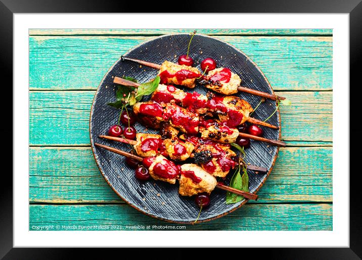 Chicken breast kebab with berry marinade Framed Mounted Print by Mykola Lunov Mykola