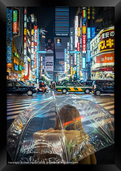 Illuminated Tokyo Nightscape Framed Print by Dean Packer