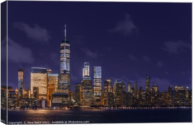 Lower Manhattan at Night Canvas Print by Pere Sanz