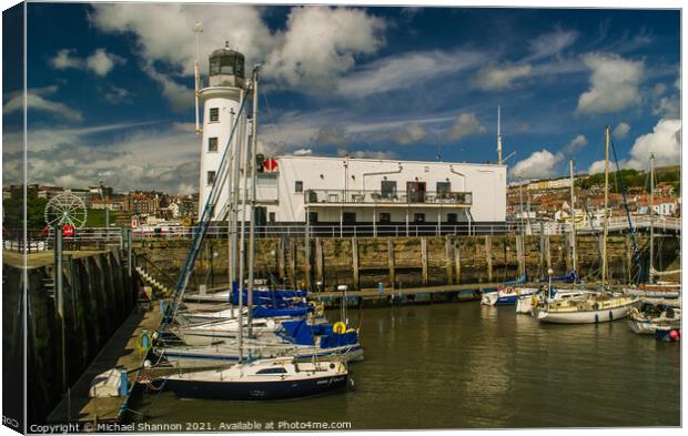 Scarborough Lighthouse and Marina Canvas Print by Michael Shannon