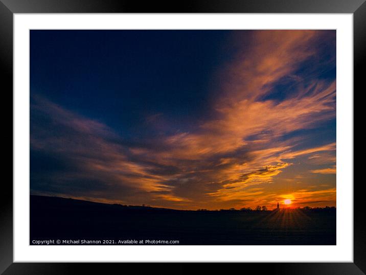 Sunset at the edge of the Yorkshire Wolds, East He Framed Mounted Print by Michael Shannon