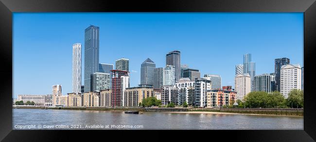 View of the Docklands Skyscrapers from the river Thames looking North East, London, UK Framed Print by Dave Collins
