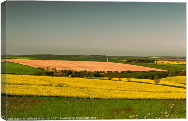 Landscape of the Yorkshire Wolds near Kirby Grinda Canvas Print by Michael Shannon