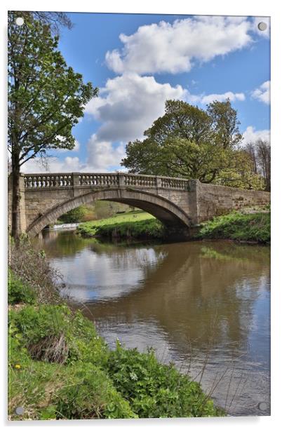 Pollok House Bridge Acrylic by Emily Koutrou