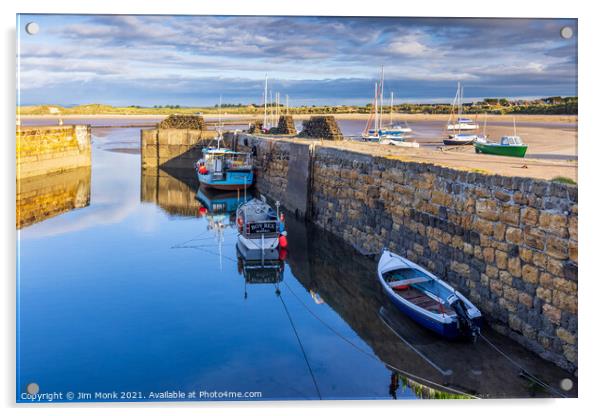 Beadnell Harbour Reflections Acrylic by Jim Monk
