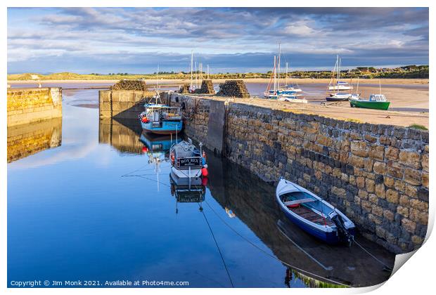Beadnell Harbour Reflections Print by Jim Monk