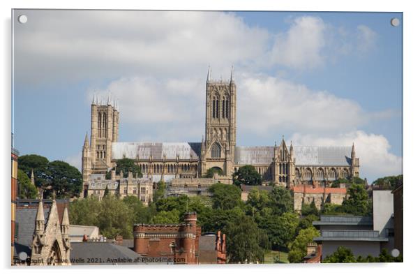 Lincoln Cathedral over the roof tops Acrylic by Clive Wells