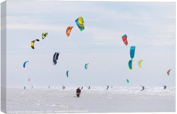 Kite surfers Canvas Print by Paul Lawrenson