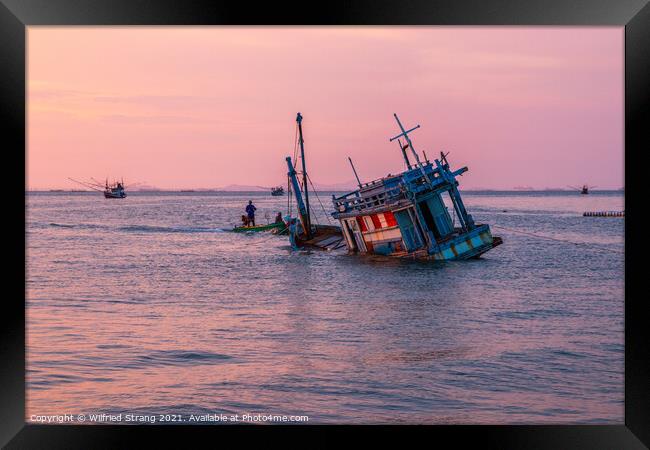 an old ship on the sea at the Gulf of Thailand	 Framed Print by Wilfried Strang