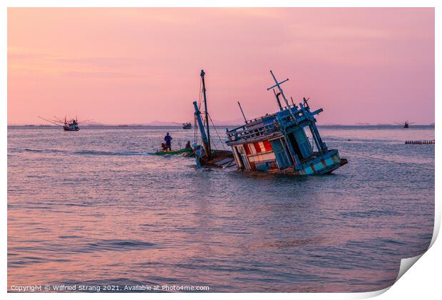 an old ship on the sea at the Gulf of Thailand	 Print by Wilfried Strang