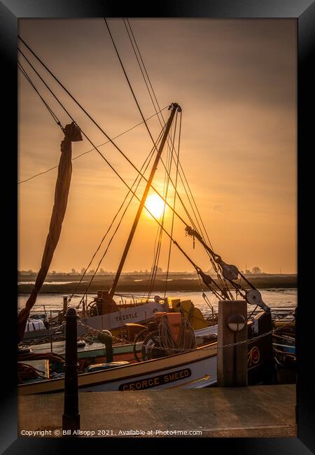 Barge sunrise. Framed Print by Bill Allsopp