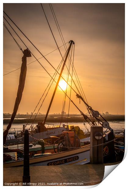 Barge sunrise. Print by Bill Allsopp