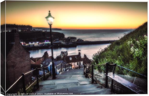  Whitby sunset on the 199 steps 542 Canvas Print by PHILIP CHALK