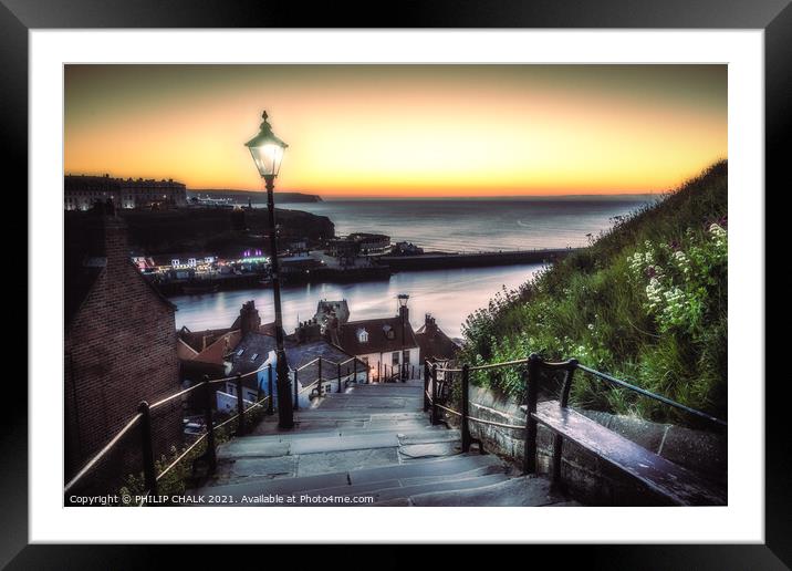  Whitby sunset on the 199 steps 542 Framed Mounted Print by PHILIP CHALK