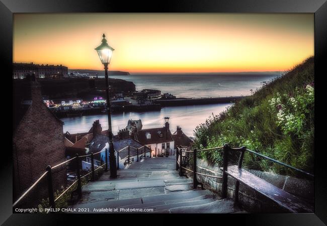  Whitby sunset on the 199 steps 542 Framed Print by PHILIP CHALK