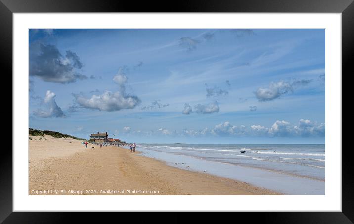 Brancaster beach and the clubhouse. Framed Mounted Print by Bill Allsopp