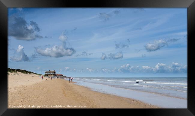 Brancaster beach and the clubhouse. Framed Print by Bill Allsopp