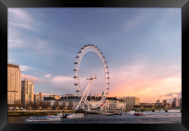 London Eye Sunset Framed Print by Mark Jones