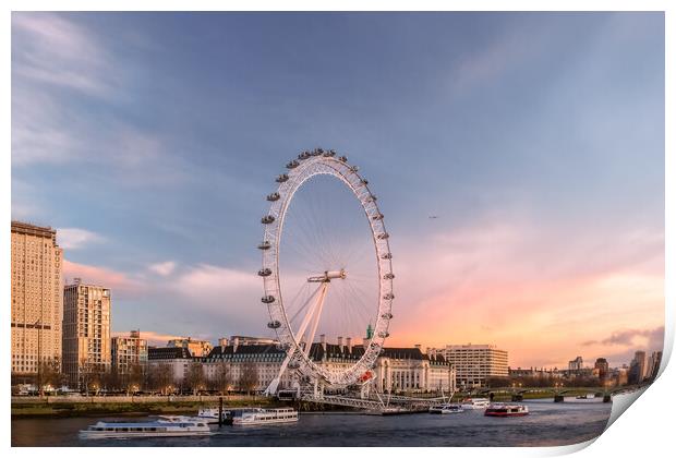 London Eye Sunset Print by Mark Jones