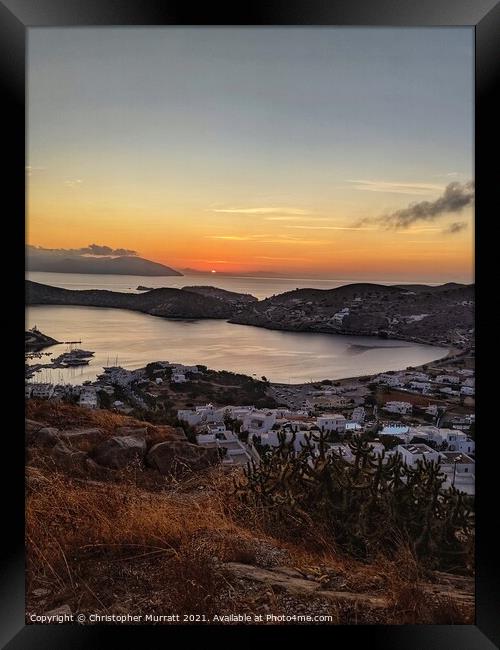 Ios harbour sunset  Framed Print by Christopher Murratt