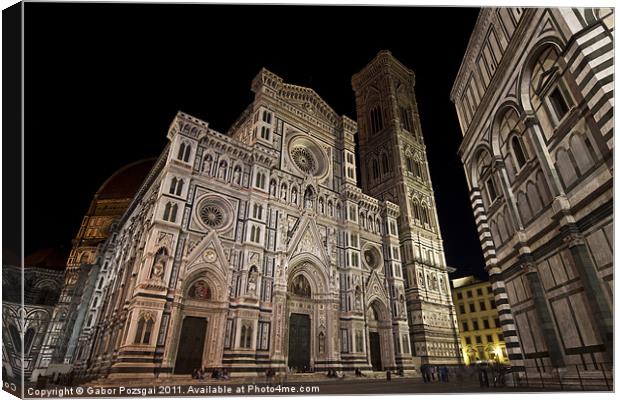 The Duomo by night in Florance Canvas Print by Gabor Pozsgai