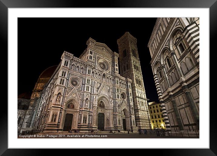The Duomo by night in Florance Framed Mounted Print by Gabor Pozsgai