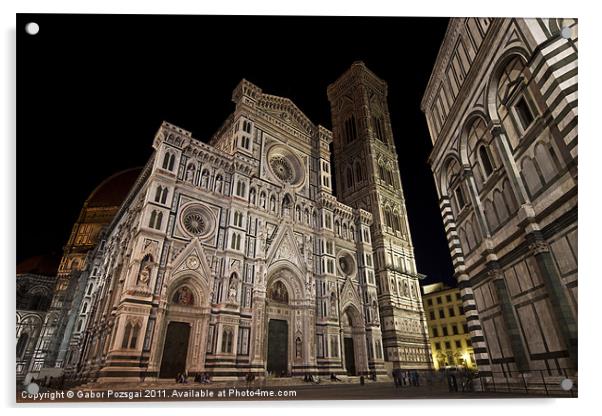 The Duomo by night in Florance Acrylic by Gabor Pozsgai