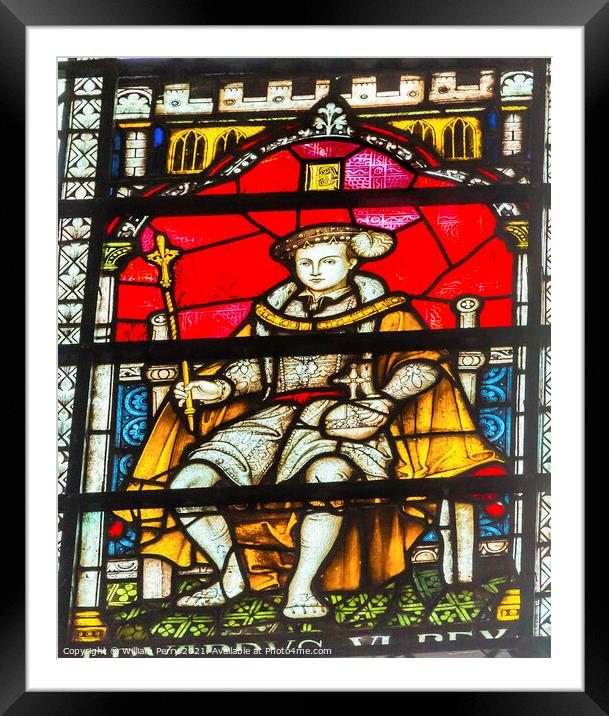 Edward Vi Stained Glass Chapter House Westminster Abbey London E Framed Mounted Print by William Perry