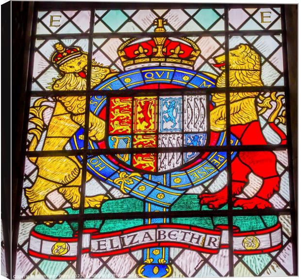 Elizabeth Coat Arms Stained Glass Chapter House Westminster Lond Canvas Print by William Perry