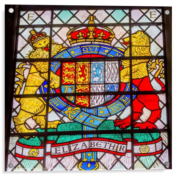 Elizabeth Coat Arms Stained Glass Chapter House Westminster Lond Acrylic by William Perry