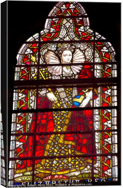 Elizabeth 1 Stained Glass Chapter House Westminster Abbey London Canvas Print by William Perry
