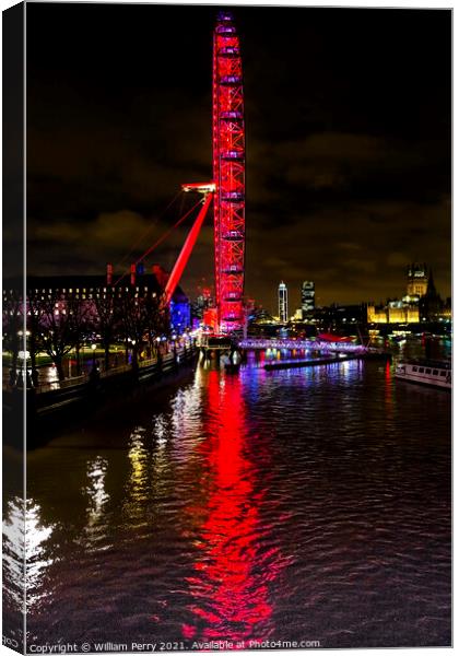 Big Eye Ferris Wheel Thames River Westminster Bridge London Engl Canvas Print by William Perry