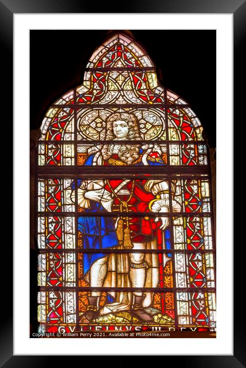 George III Stained Glass Chapter House Westminster Abbey London  Framed Mounted Print by William Perry