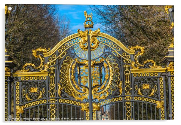 Golden Canada Maroto Gate Buckingham Palace London England Acrylic by William Perry