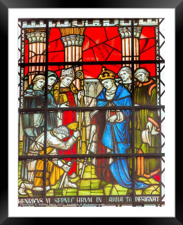 Henry VI Stained Glass Chapter House Westminster Abbey London En Framed Mounted Print by William Perry