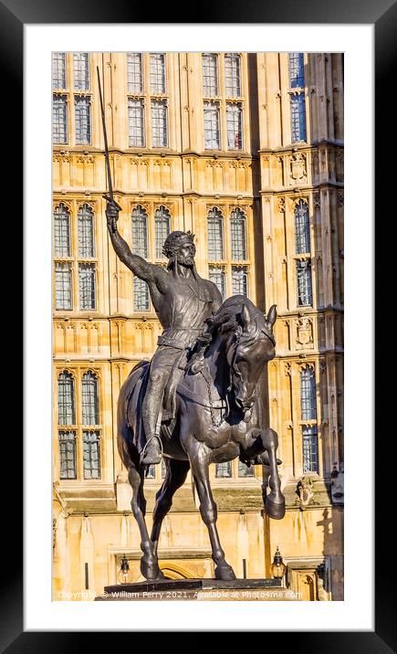 King Richard Lionheart Statue Parliament Westminster London Engl Framed Mounted Print by William Perry
