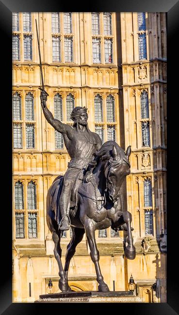 King Richard Lionheart Statue Parliament Westminster London Engl Framed Print by William Perry