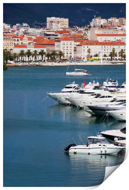 Yachts on the Adriatic Sea in City of Split Print by Artur Bogacki