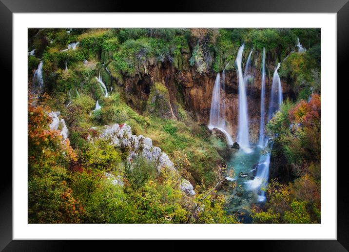 Waterfall in Plitvice Lakes National Park in Croatia Framed Mounted Print by Artur Bogacki