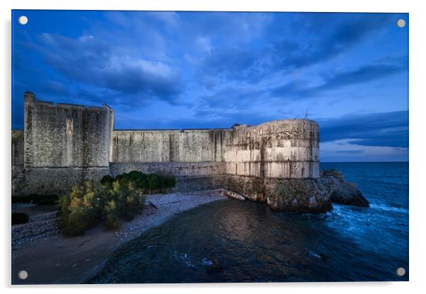 Walls of Dubrovnik at Dusk Acrylic by Artur Bogacki