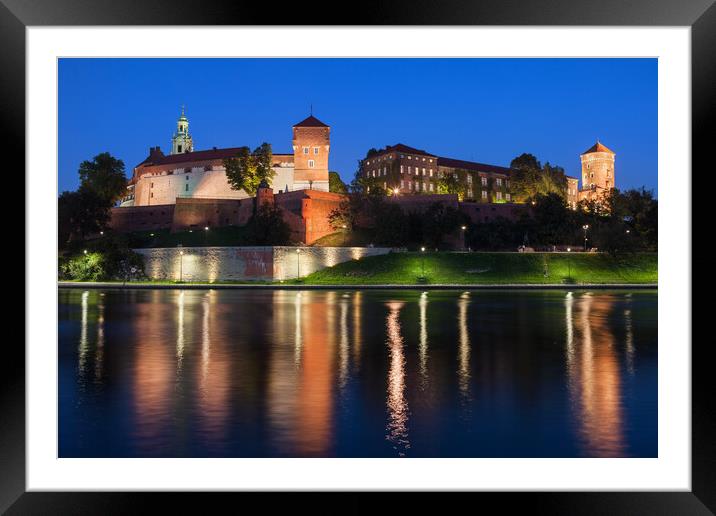 Wawel Castle at Night in Krakow Framed Mounted Print by Artur Bogacki